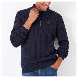 Crew Oarsman Cable Knit Half Zip Jumper